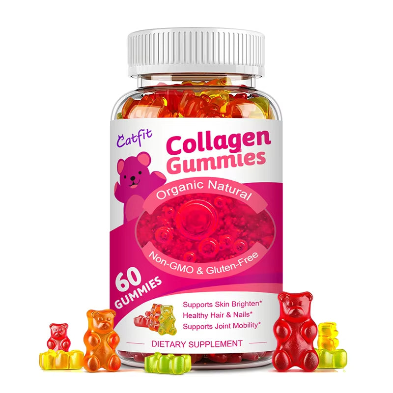 Catfit Collagen Gummies Biotin Hair Capsules Beauty Health Skin Hydrolyzed Nail Bone Joint Wrinkles Vitamin Hair Nutrition Diet