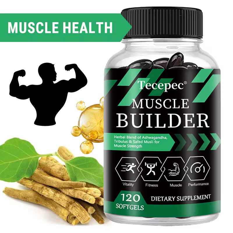 Muscle Builder Capsules - Contains A Blend of Ashwagandha and Ginkgo Biloba To Boost Muscle, Strength, Stamina and Immune Health