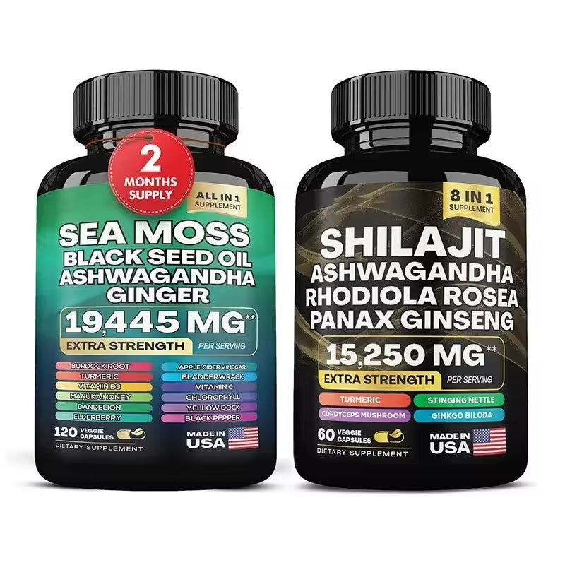 1 Bottle 100% ORGANIC SHILAJIT CAPSULES +1 BottleSEE MOSS capsules.