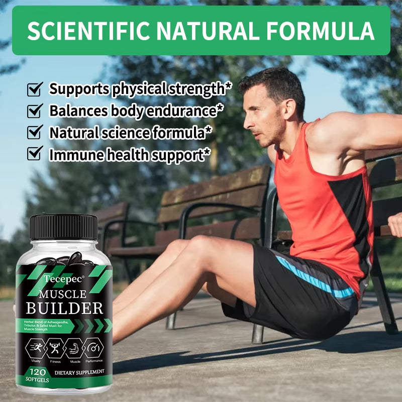 Muscle Builder Capsules - Contains A Blend of Ashwagandha and Ginkgo Biloba To Boost Muscle, Strength, Stamina and Immune Health