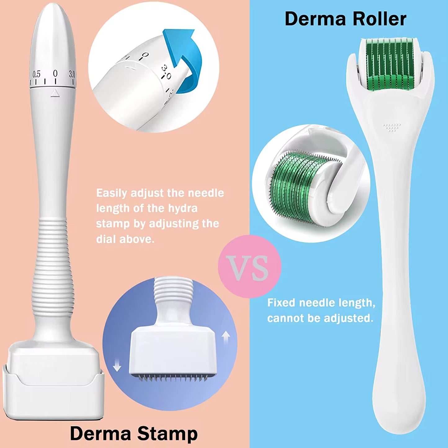 1PCS Professional Derma Stamp 140 Titanium Adjutable Microneedling Derma Stamp Sterile For Face Bread