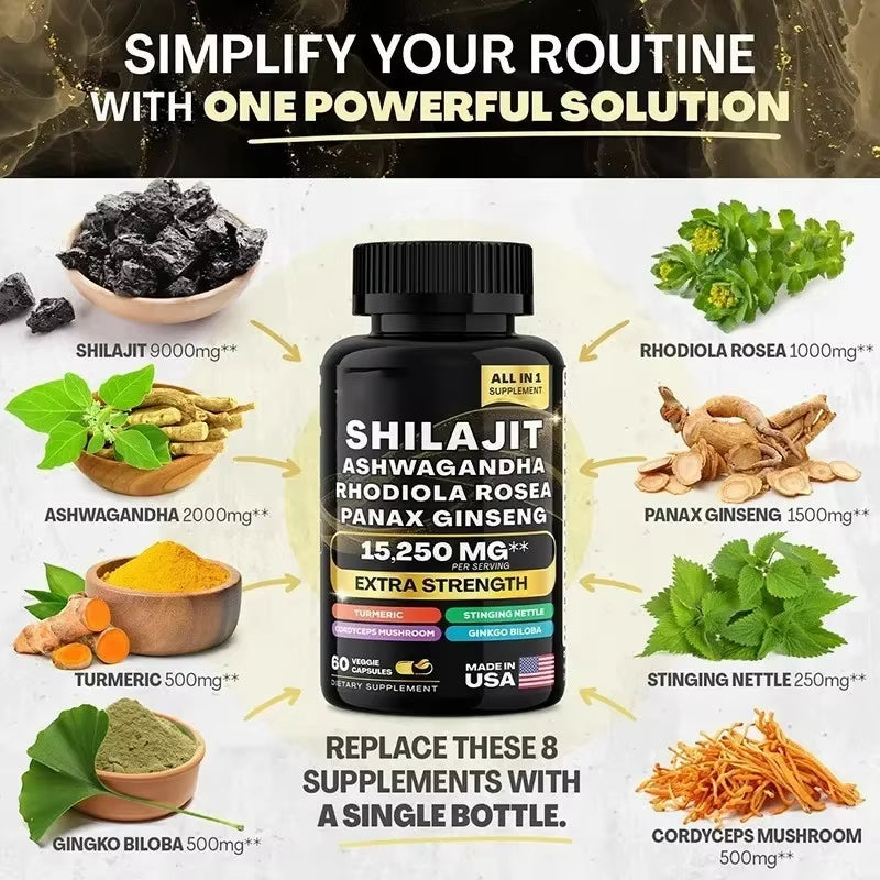 1 Bottle 100% ORGANIC SHILAJIT CAPSULES +1 BottleSEE MOSS capsules.