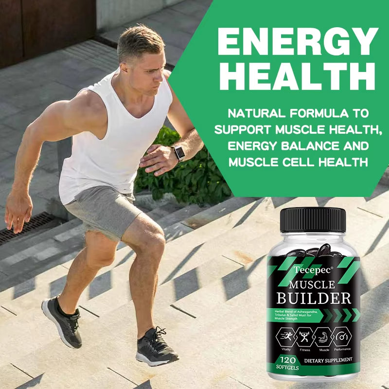 Muscle Builder Capsules - Contains A Blend of Ashwagandha and Ginkgo Biloba To Boost Muscle, Strength, Stamina and Immune Health