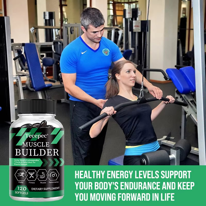 Muscle Builder Capsules - Contains A Blend of Ashwagandha and Ginkgo Biloba To Boost Muscle, Strength, Stamina and Immune Health