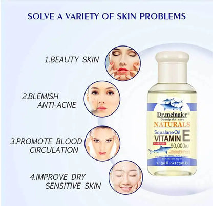 Vitamin E Face Essence Oil Morning & Night Whitening Shrink Pores Anti Wrinkle Aging Freckle Repair Face Skin Care Essence 75ml