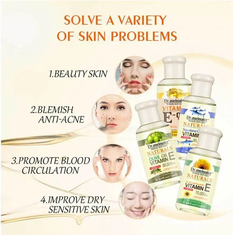 Vitamin E Face Essence Oil Morning & Night Whitening Shrink Pores Anti Wrinkle Aging Freckle Repair Face Skin Care Essence 75ml