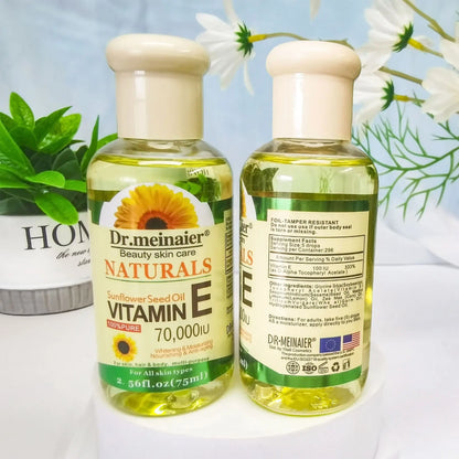 Vitamin E Face Essence Oil Morning & Night Whitening Shrink Pores Anti Wrinkle Aging Freckle Repair Face Skin Care Essence 75ml