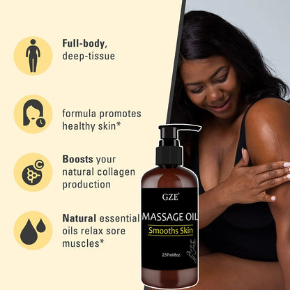 GZE Body Smooths Skin Massage Oil Infused with Collagen and Stem Cell Skin Tightening Moisturizing Firming Body Cleansing