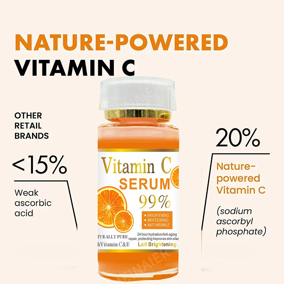 120ml 99% Vitamin C Serum Oil Facial Serum AHA Kojic Acid glutathione Facial skin brightening